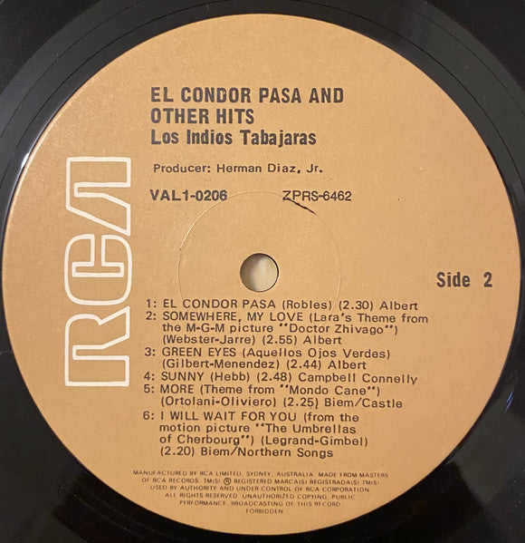 Los Indios Tabajaras : El Condor Pasa And Other Hits (LP, Comp, RE)