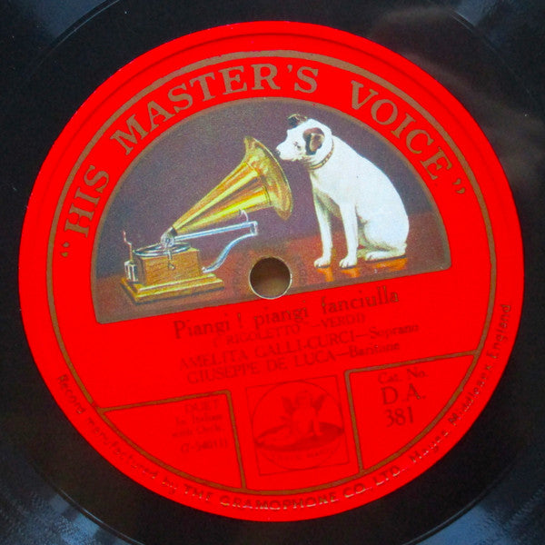Amelita Galli-Curci — Giuseppe De Luca (3) / Lucrezia Bori — Beniamino Gigli : Rigoletto—Piangi Fanciulla / Romeo Et Juliette - Ah! Ne Fuis Pas Encore! (Shellac, 10", Single, Mono)