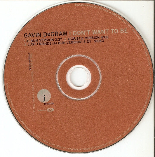 Gavin DeGraw : I Don't Want To Be (CD, Maxi, Enh)
