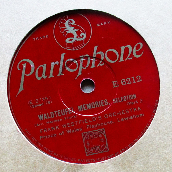 Frank Westfield's Orchestra : Waldteufel Memories, Selection Part 1 / Waldteufel Memories, Selection Part 2 (Shellac, 10", Single, Mono)
