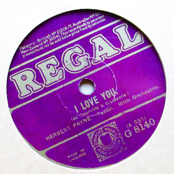 Herbert Payne (2) : I Love You / Keep On Never Minding (10", Mono)