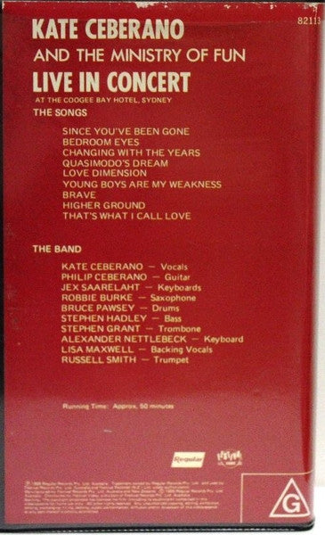 Kate Ceberano And The Ministry Of Fun : Brave - Live In Concert (VHS, PAL)