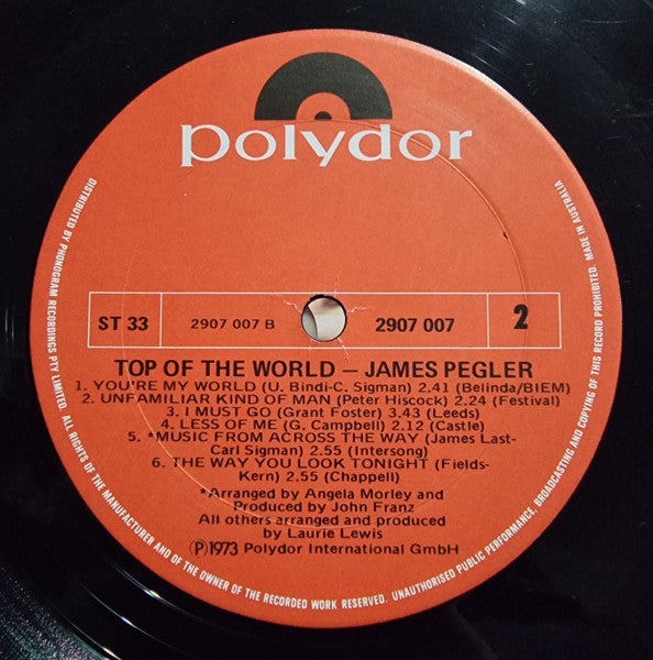 James Pegler : Top Of The World (LP, Album)