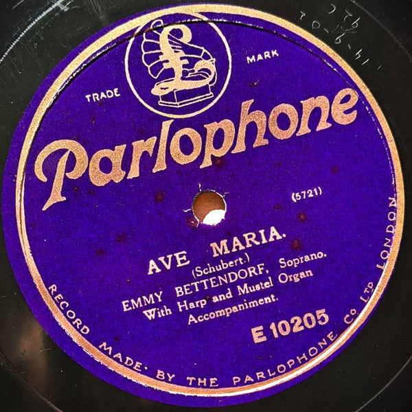 Emmy Bettendorf : Ave Maria / Caro Mio Ben (Shellac, 12", Mono)