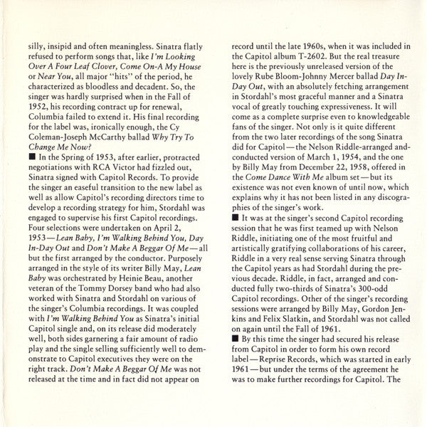 Frank Sinatra : Point Of No Return (CD, Album, RE, RM, Dig)