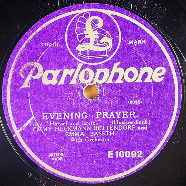 Emmy Bettendorf, Emma Bassth : Dance Duet From "Hansel and Gretel" / Evening Prayer From "Hansel and Gretel" (Shellac, 12", Mono)