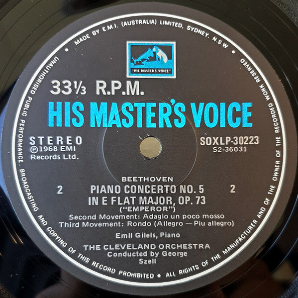Beethoven*, Emil Gilels, Cleveland Orchestra*, George Szell : 'Emperor' Concerto (LP)