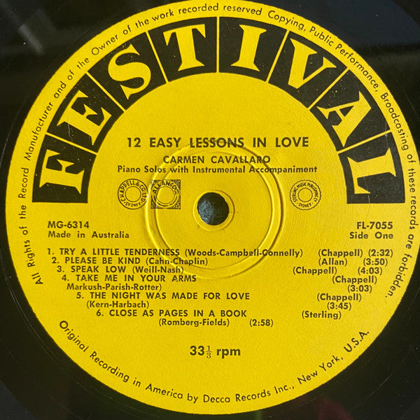 Carmen Cavallaro : 12 Easy Lessons In Love (LP, Album)