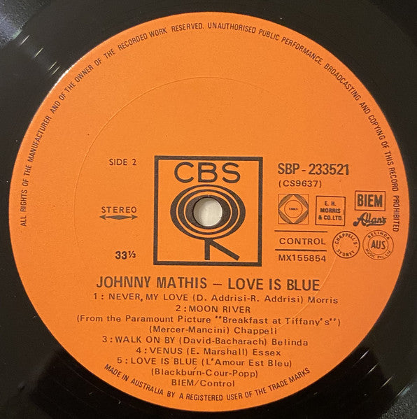 Johnny Mathis : Love Is Blue (LP, "36)