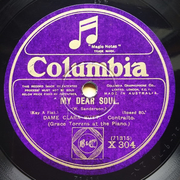 Clara Butt : Down Here / My Dear Soul (Shellac, 10", 80 RPM, Mono)