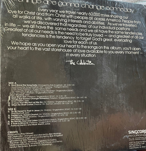 Bob Krogstad, Ben E. Markley, The Celebration (4) : Things Are Gonna Change Someday (LP)