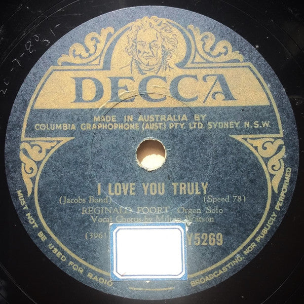 Reginald Foort : I Love You Truly / Oh, Promise Me (10", Mono)