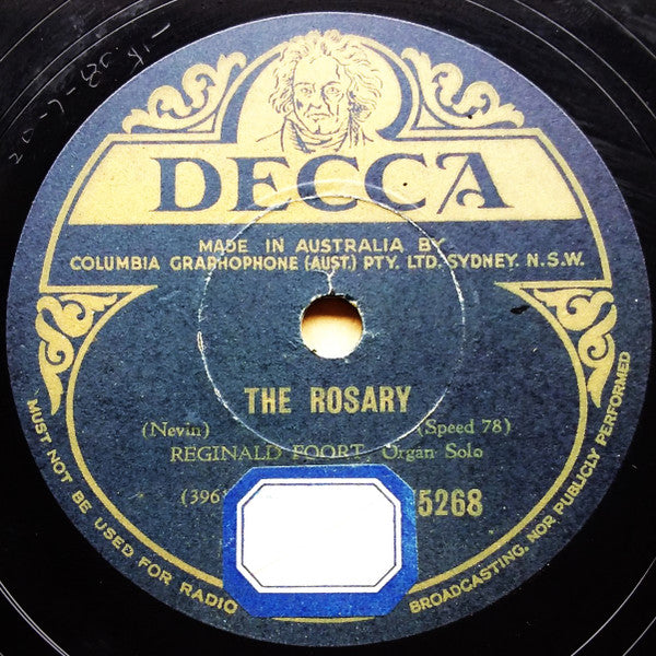 Reginald Foort : The Rosary / Beautiful Isle Of Somewhere (Shellac, 10", Mono)