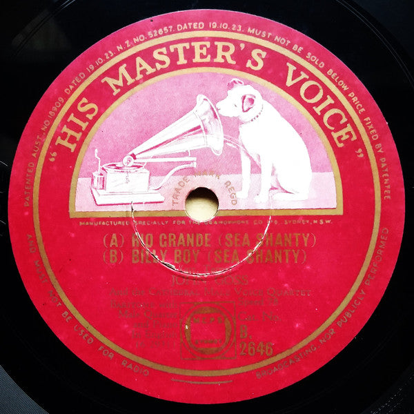 John Goss, The Cathedral Male Voice Quartet : Shenandoah / Rio Grande / Billy Boy (Shellac, 10", Mono)