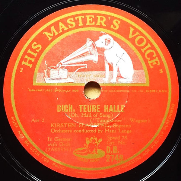 Kirsten Flagstad, Hans Lange : Oh, Hall Of Song / Elsa's Dream (Shellac, 12")