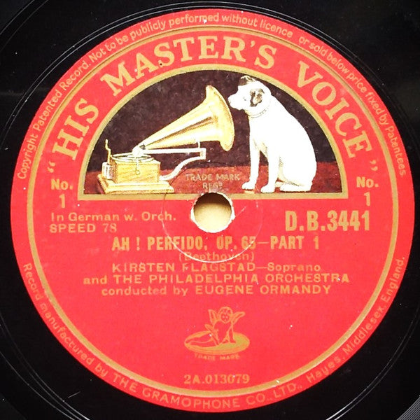 Kirsten Flagstad, The Philadelphia Orchestra, Eugene Ormandy : Ah ! Perfido, Op. 65 (Shellac, 12", Mono)