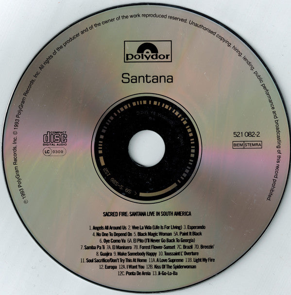 Santana : Sacred Fire: Santana Live In South America (CD, Album)