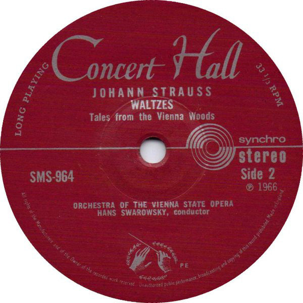 Orchestra Of The Vienna State Opera* - Hans Swarowsky - Johann Strauss* : Waltzes (7")