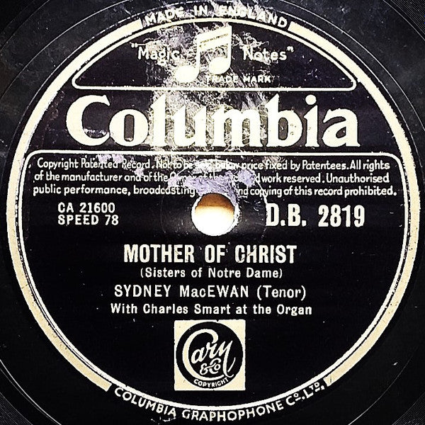 Sydney MacEwan* : Mother Of Christ (Sisters Of Notre Dame) / To Jesus Heart Of All Burning (Shellac, 10", Mono)