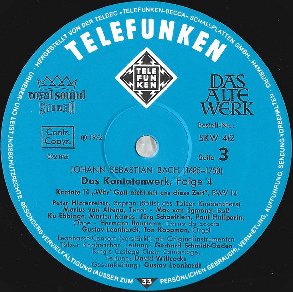 Bach* : Kantatenwerk · Complete Cantatas | BWV 12-16 | 4 (2xLP, RP + Box)