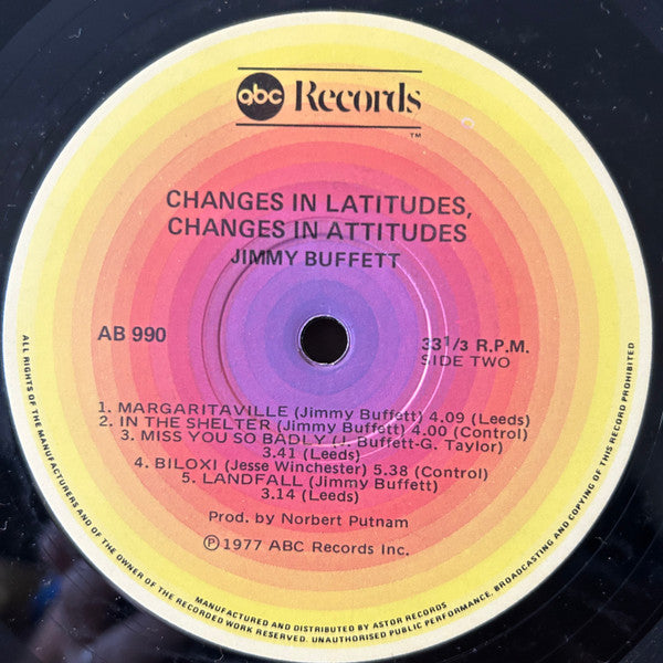 Jimmy Buffett : Changes In Latitudes Changes In Attitudes (LP, Album)
