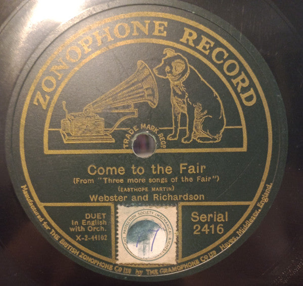 Webster And Richardson : Fairings / Come To The Fair (Shellac, 10")