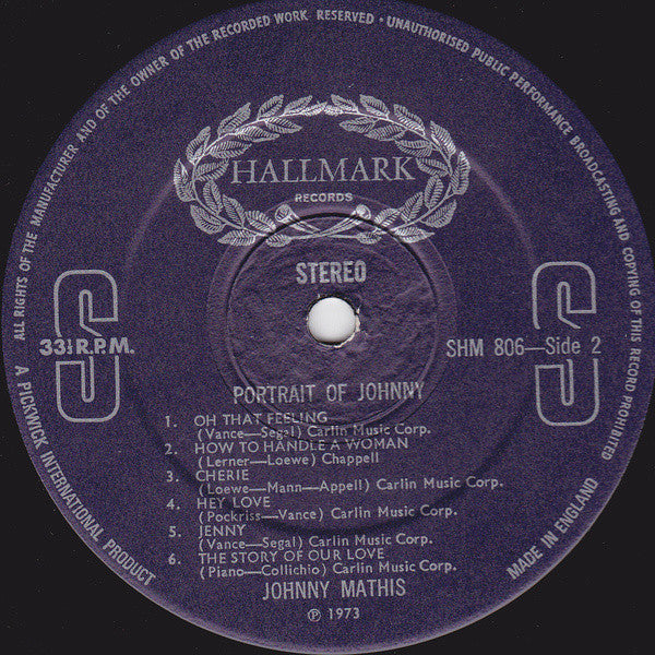 Johnny Mathis : Portrait Of Johnny (LP, Comp, RE)