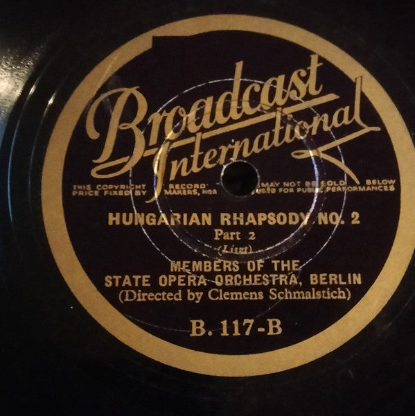 Members Of The State Opera Orchestra, Berlin* : Hungarian Rhapsody No. 2 (Shellac, 10")