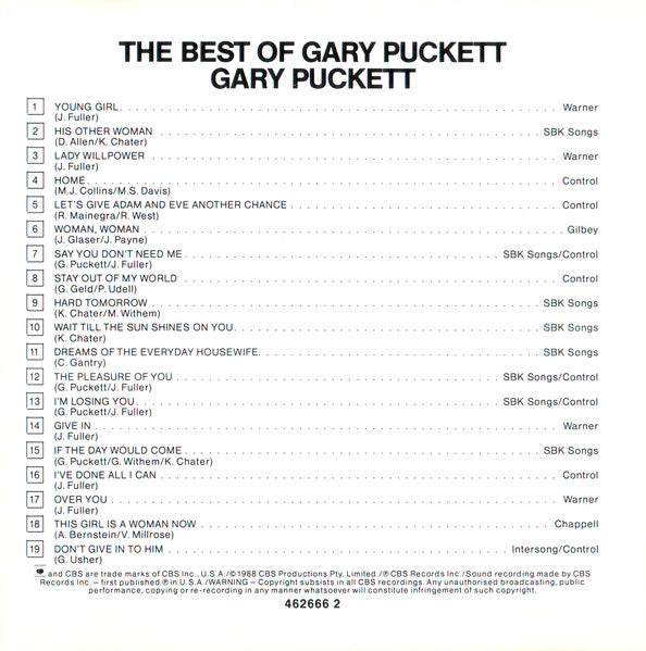 Gary Puckett & The Union Gap : The Best Of Gary Puckett & The Union Gap (CD, Comp, RE)