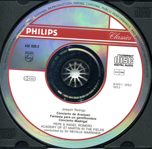 Joaquín Rodrigo - Pepe Romero, The Academy Of St. Martin-in-the-Fields, Sir Neville Marriner : Concierto De Aranjuez • Fantasía Para Un Gentilhombre • Concierto Madrigal (CD, Comp, RE, RM)