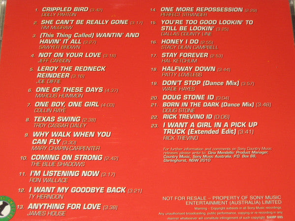 Various : Sony Music Country New Release Sampler Volume 7 (CD, Comp, Promo, Smplr)