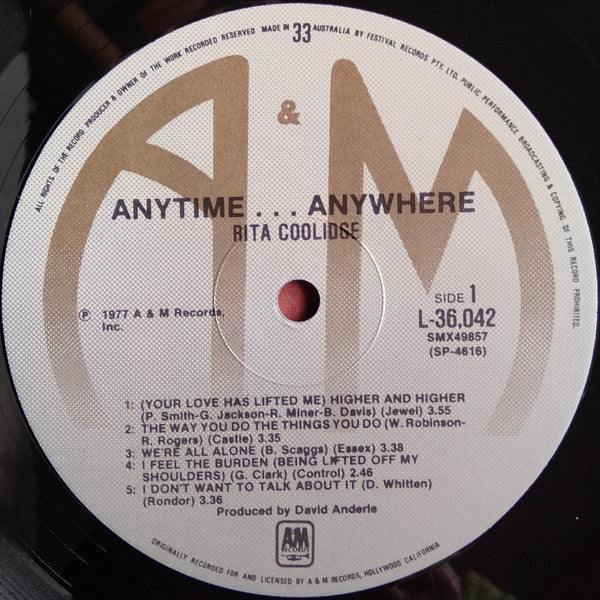Rita Coolidge : Anytime... Anywhere (LP, Album)