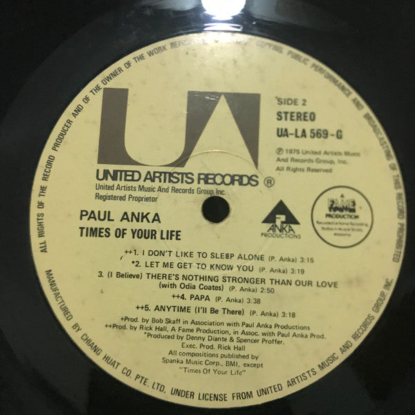 Paul Anka : Times Of Your Life (LP)