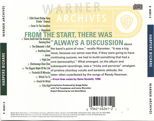 Harpers Bizarre : Feelin' Groovy: The Best Of Harpers Bizarre Featuring 59th Street Bridge Song (CD, Comp)