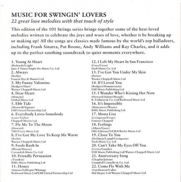 101 Strings : Music For Swingin' Lovers (CD, Album)