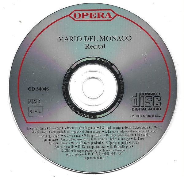 Mario del Monaco : Recital (CD)