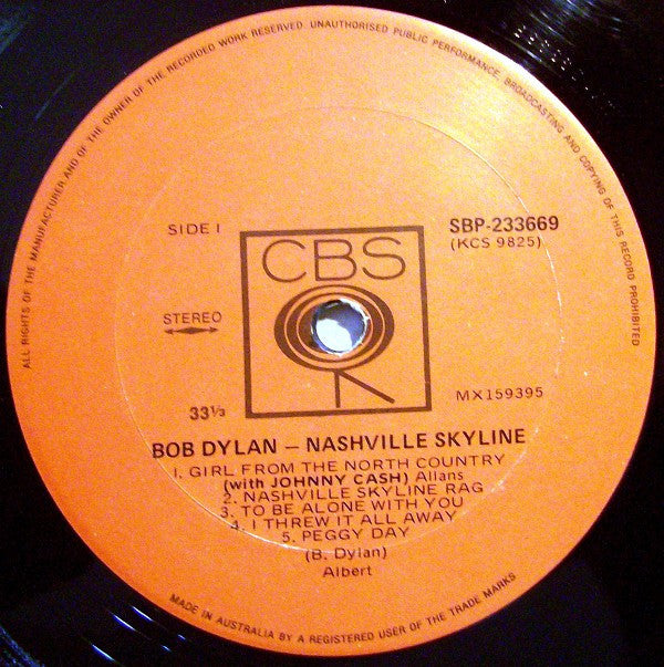 Bob Dylan : Nashville Skyline (LP, Album, RP)