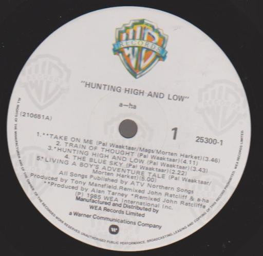 a-ha : Hunting High And Low (LP, Album)