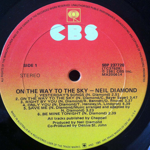 Neil Diamond : On The Way To The Sky (LP, Album)