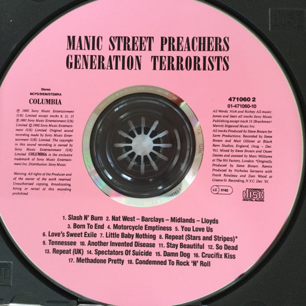 Manic Street Preachers : Generation Terrorists (CD, Album, RE)