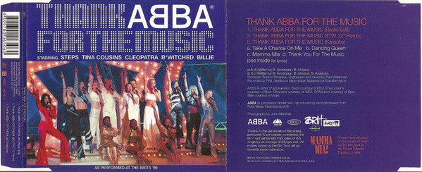 Steps, Tina Cousins, Cleopatra, B*Witched, Billie* : Thank ABBA For The Music (CD, Single)