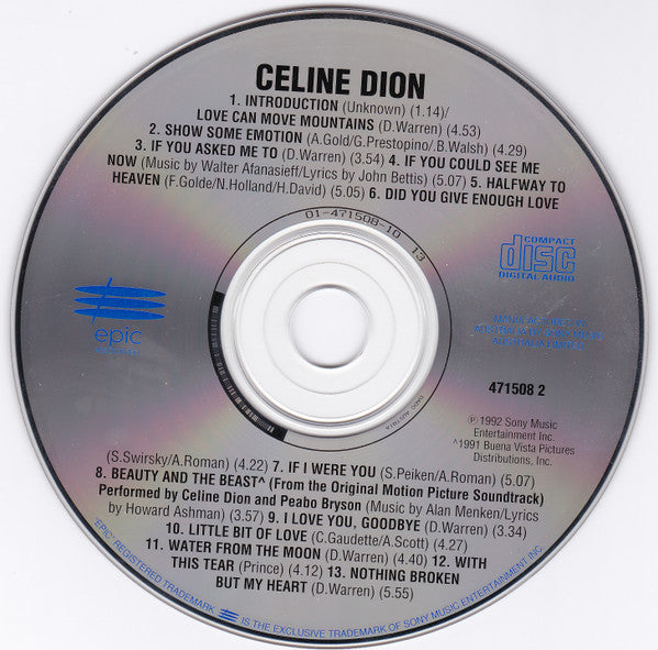 Celine Dion* : Celine Dion (CD, Album, RE)
