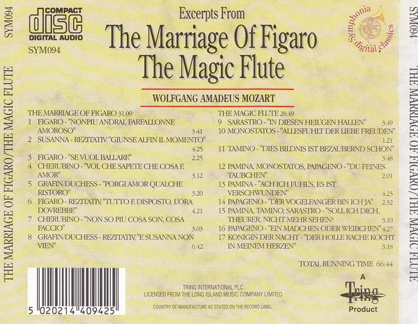 Wolfgang Amadeus Mozart : The Marriage Of Figaro / The Magic Flute (CD, Comp)