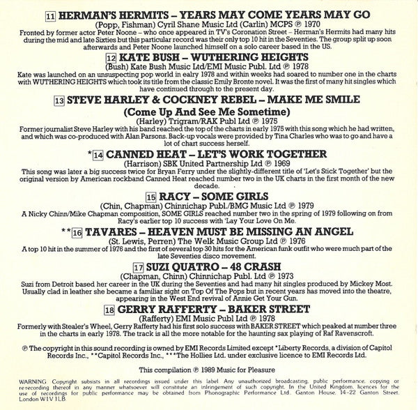 Various : Top Ten Hits Of The 70's (CD, Comp)