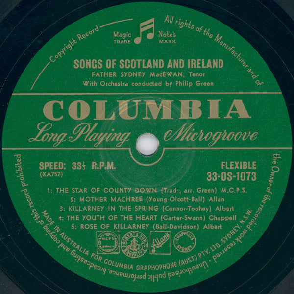 Father Sydney MacEwan : Songs Of Scotland And Ireland (10")