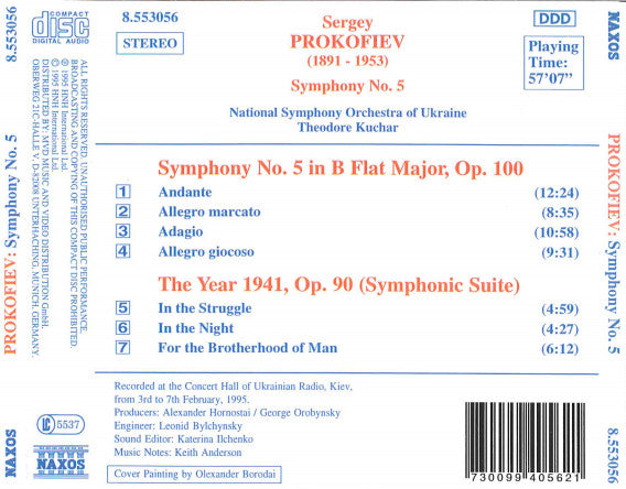 Sergei Prokofiev / National Symphony Orchestra of Ukraine, Theodore Kuchar : Symphony No. 5 / The Year 1941 (Symphonic Suite) (CD, Album)