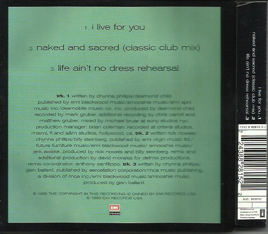 Chynna Phillips : I Live For You (CD, Maxi)