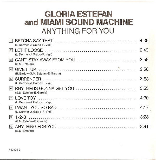 Gloria Estefan And Miami Sound Machine* : Anything For You (CD, Album)