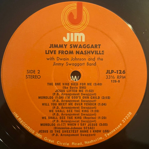 Jimmy Swaggart With Dwain Johnson And The Jimmy Swaggart Band : Live From Nashville (2xLP)