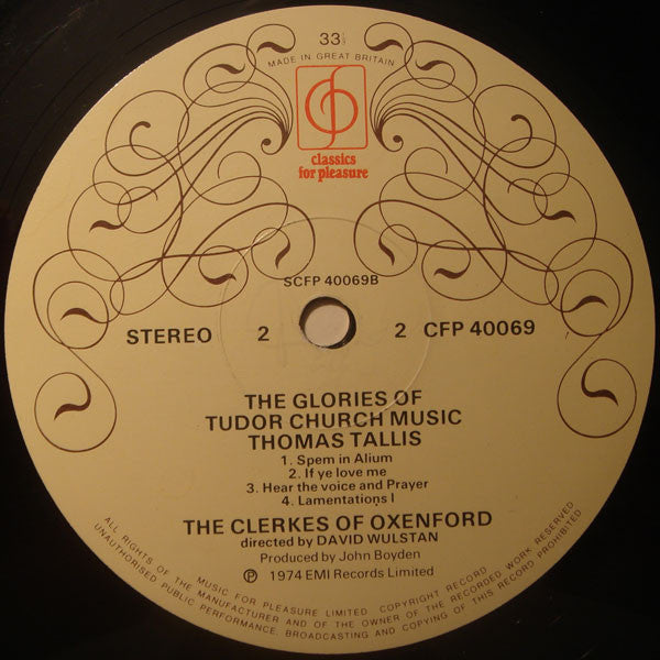 Thomas Tallis / The Clerkes Of Oxenford Directed By David Wulstan : The Glories Of Tudor Church Music (LP, Album)